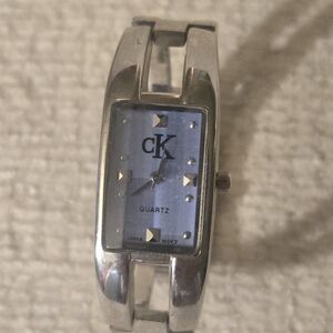 Vintage Calvin Klein Collection Silver and Blue Women's Watch